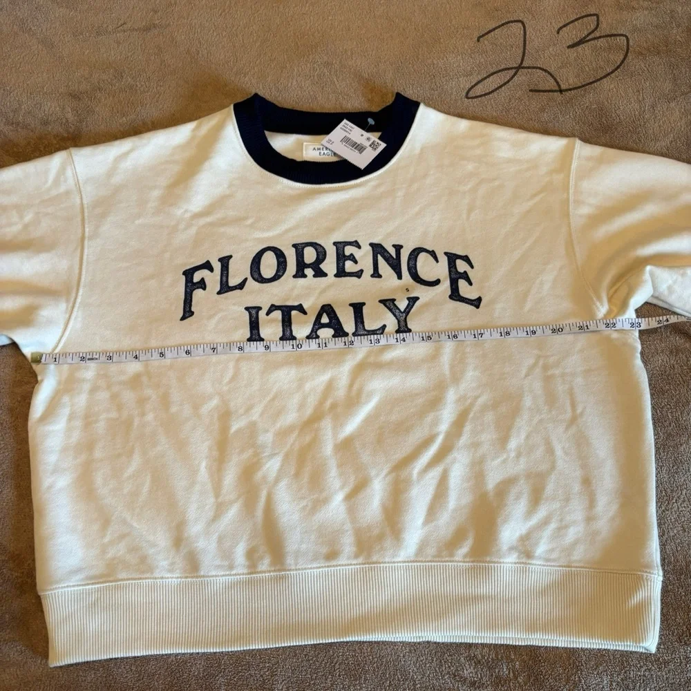 American Eagle Florence Italy Cream Sweatshirt Size S NWT - Picture 4 of 7
